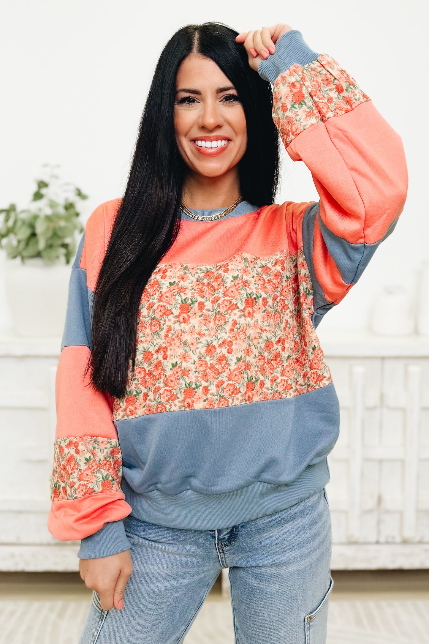 Chic & Cozy Floral Sweatshirt - 2 Colors!