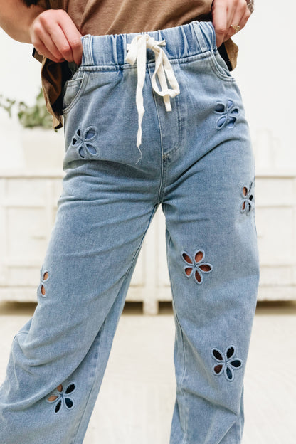 Make Your Mark Floral Pants - Light Blue