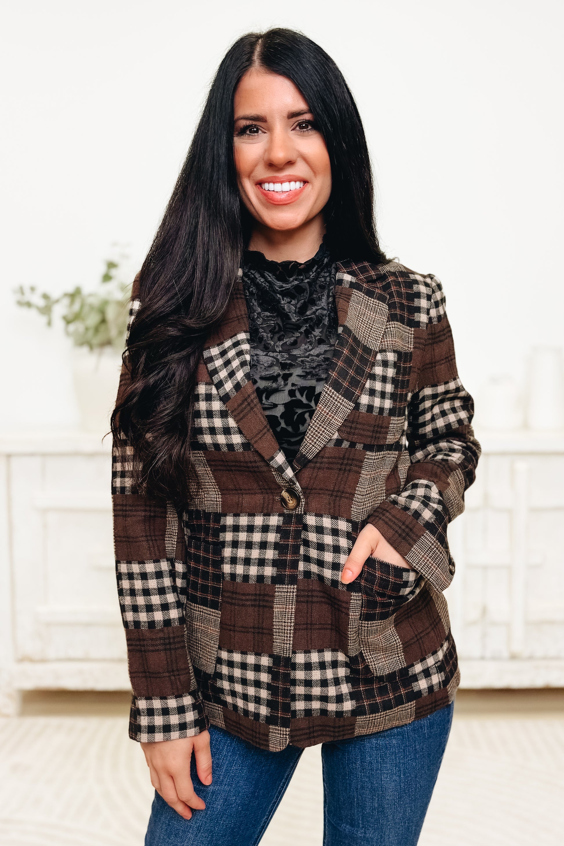Old Soul Plaid Blazer Jacket