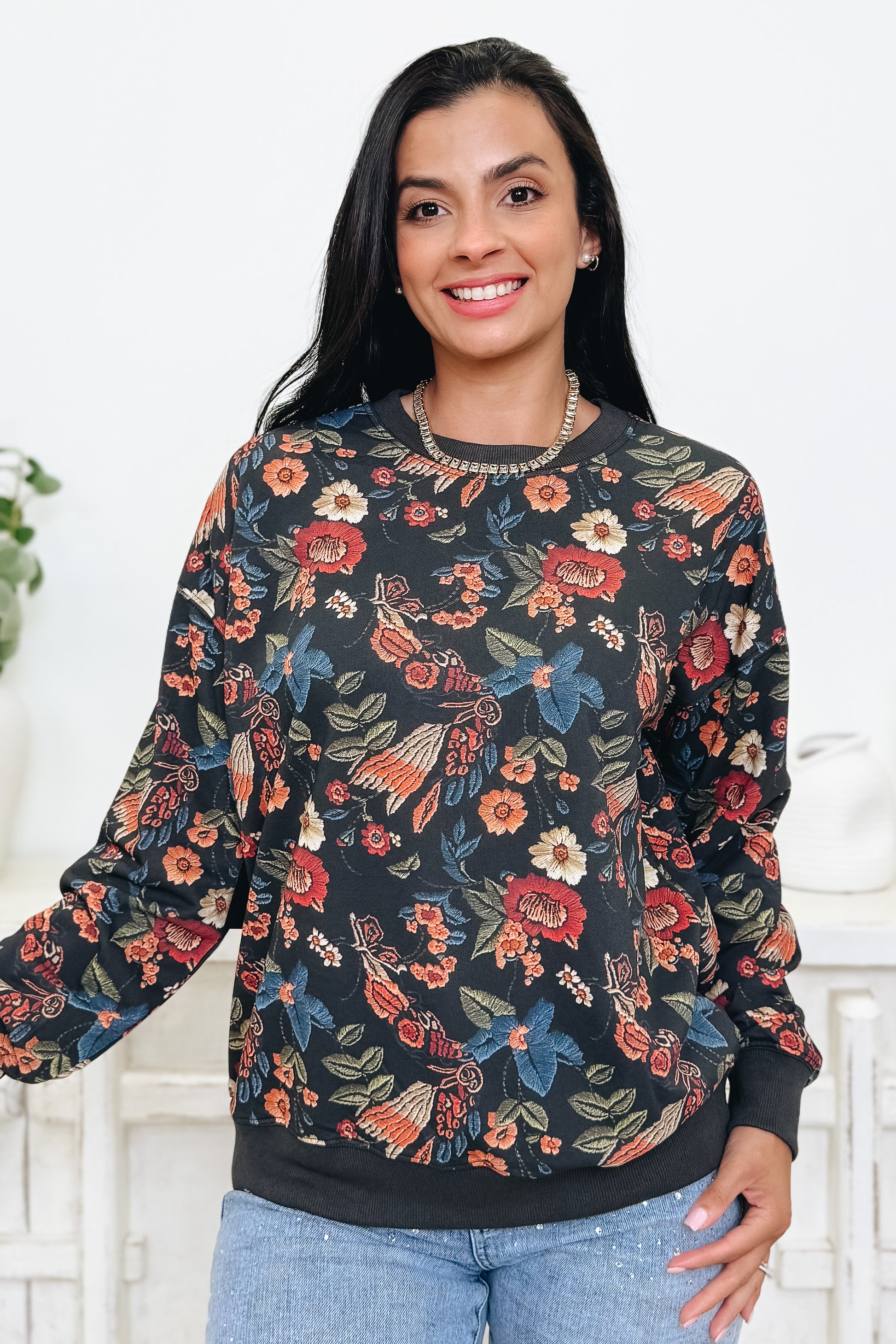 Artisan Flow Floral Pullover - 2 Colors!