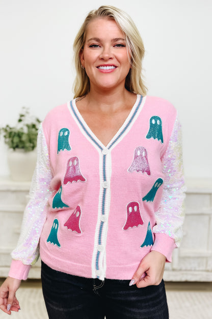 Haunted Sparkle Ghost Cardigan