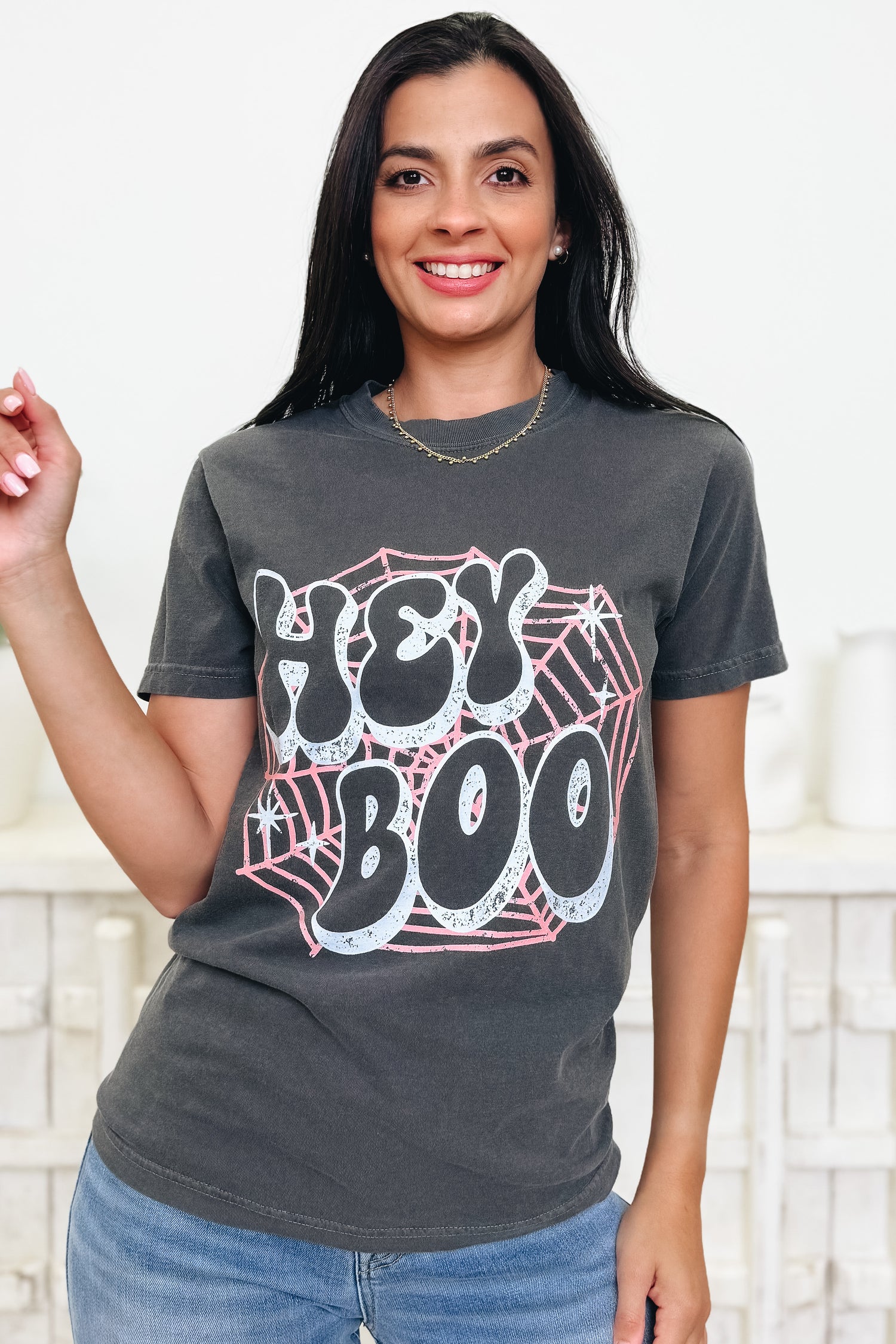 Hey Boo Spider Web Graphic Tee