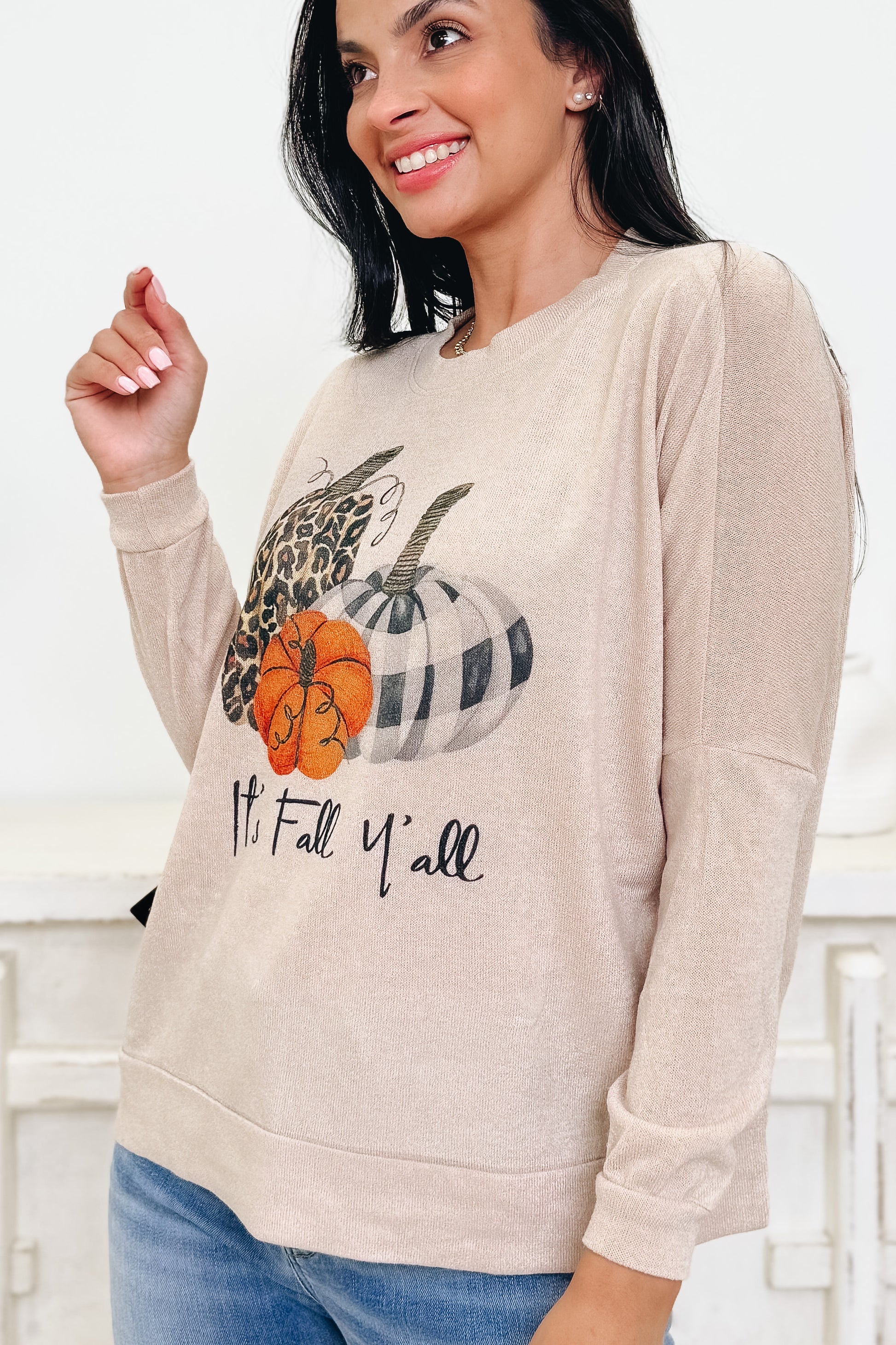 It's Fall Ya'll Leopard Plaid Pumpkin Top - 2 Colors!