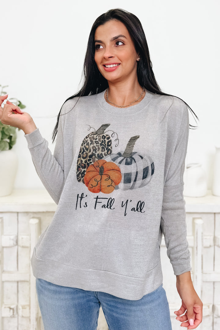 It's Fall Ya'll Leopard Plaid Pumpkin Top - 2 Colors!