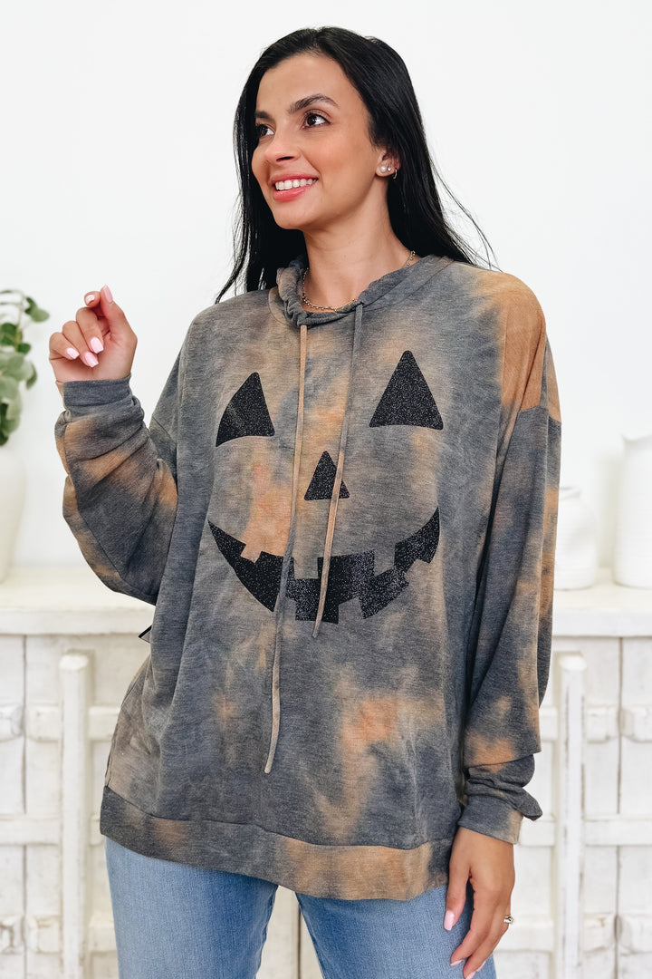 Howdy Pumpkin Face Glitter Hoodie