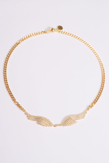 Angel Wings Necklace - Gold White