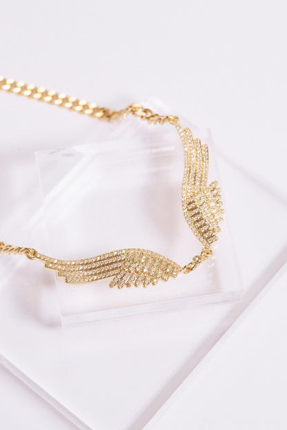 Angel Wings Necklace - Gold White