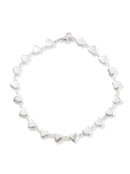Hearts Of Light Necklace - Liquid Metallic Pearl White
