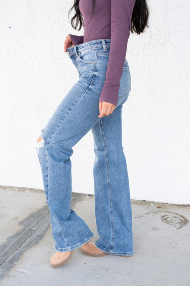 Impressed By Risen - Wide Leg Distressed Jeans