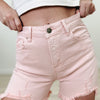 Pretty Sunset By Risen - Distressed Shorts - Soft Pink