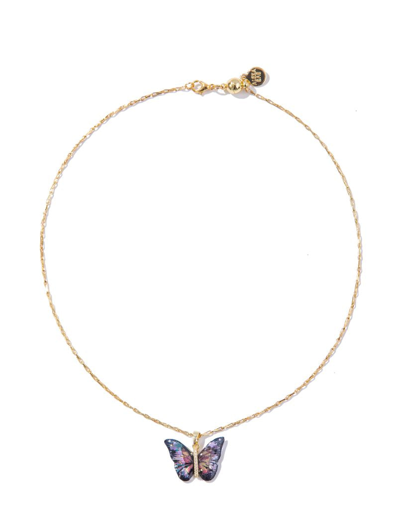 Berry Butterfly Necklace - Black Mystic