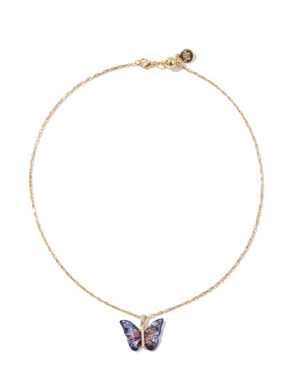 Berry Butterfly Necklace - Black Mystic