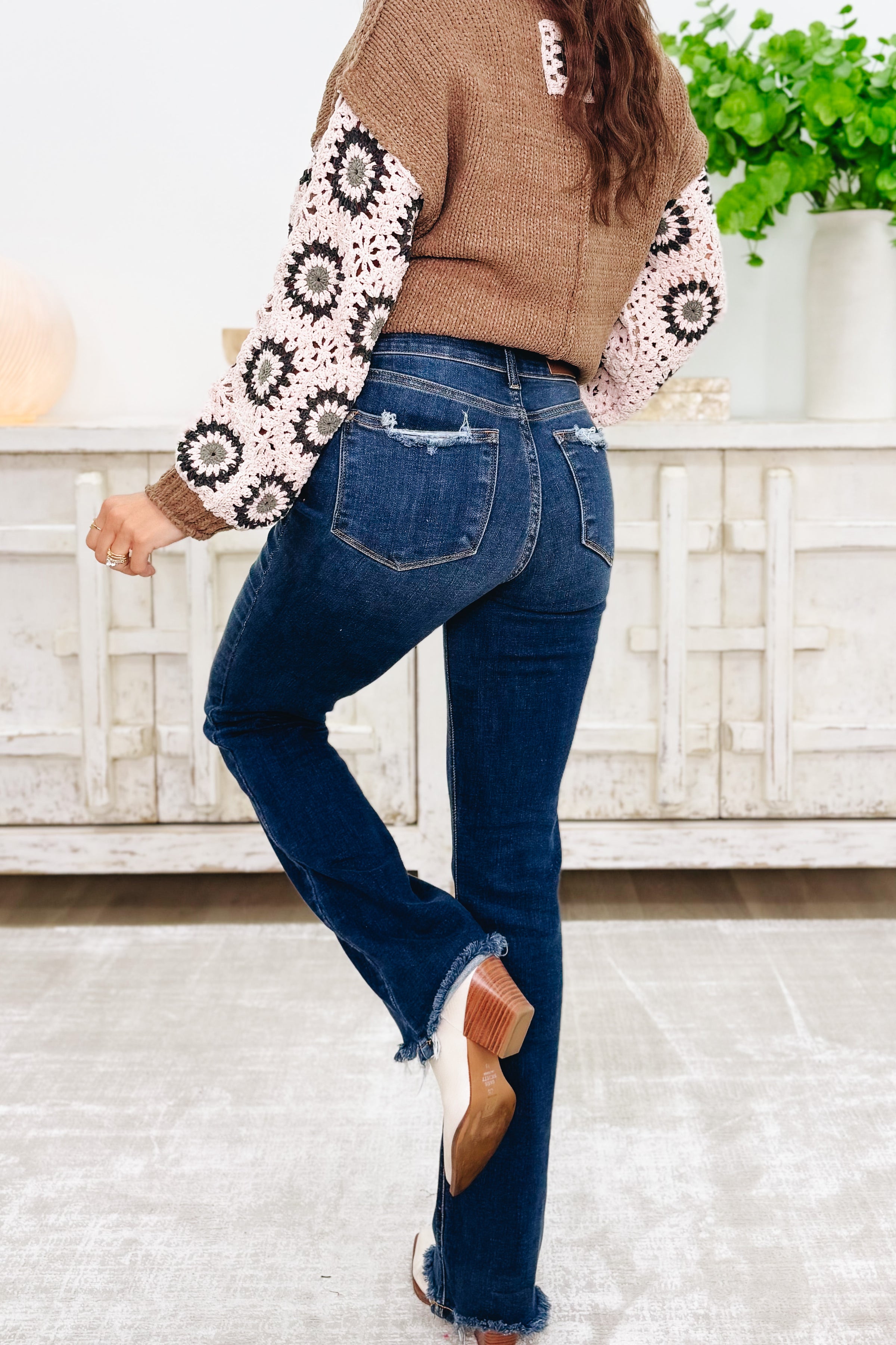 Slay Girl By Judy Blue Vintage Frayed Hem Bootcut Jeans – By