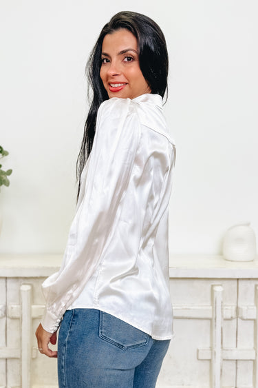 Five Star Bow Button Down Blouse