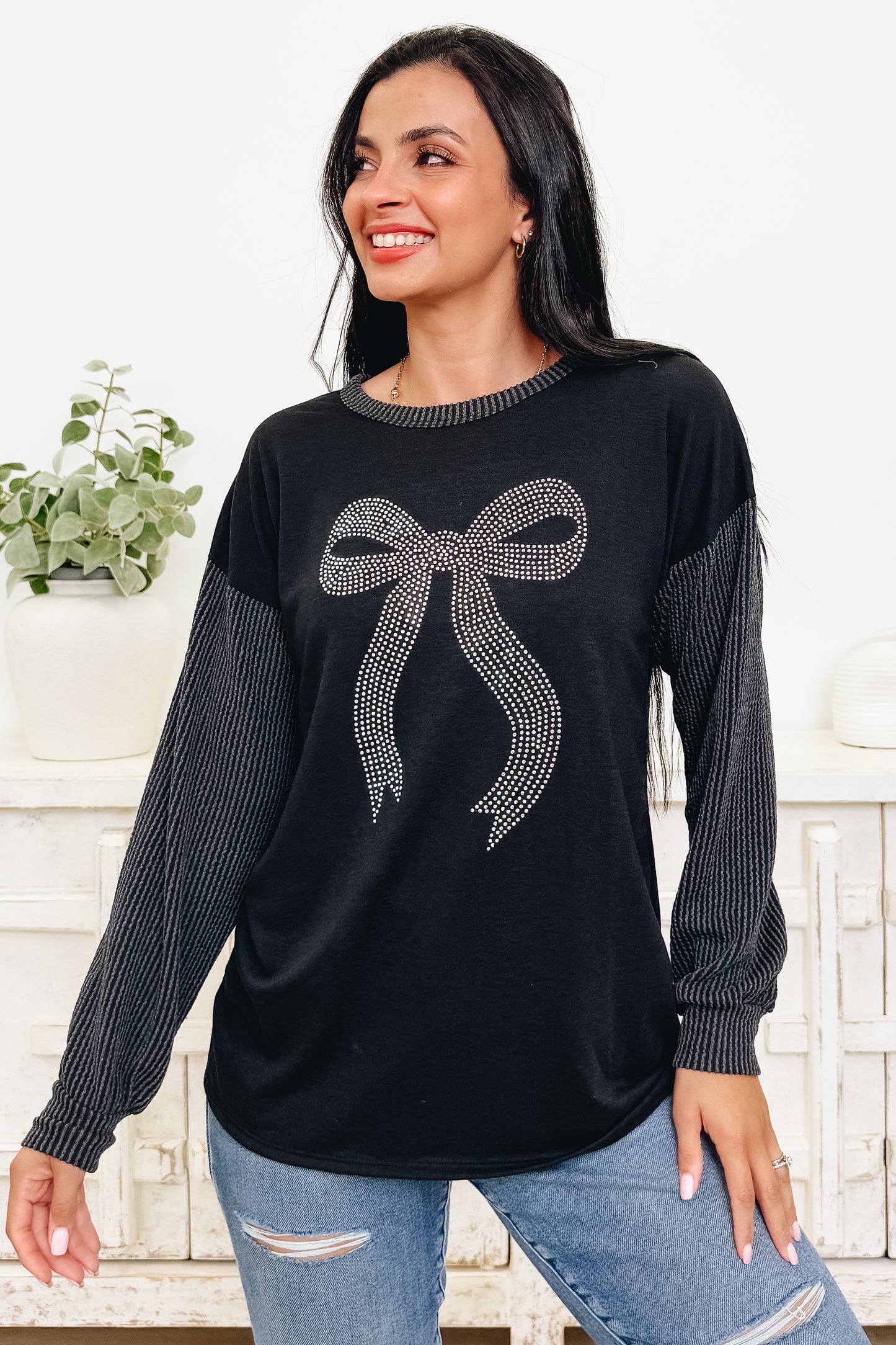 Ribbon Rhinestone Top
