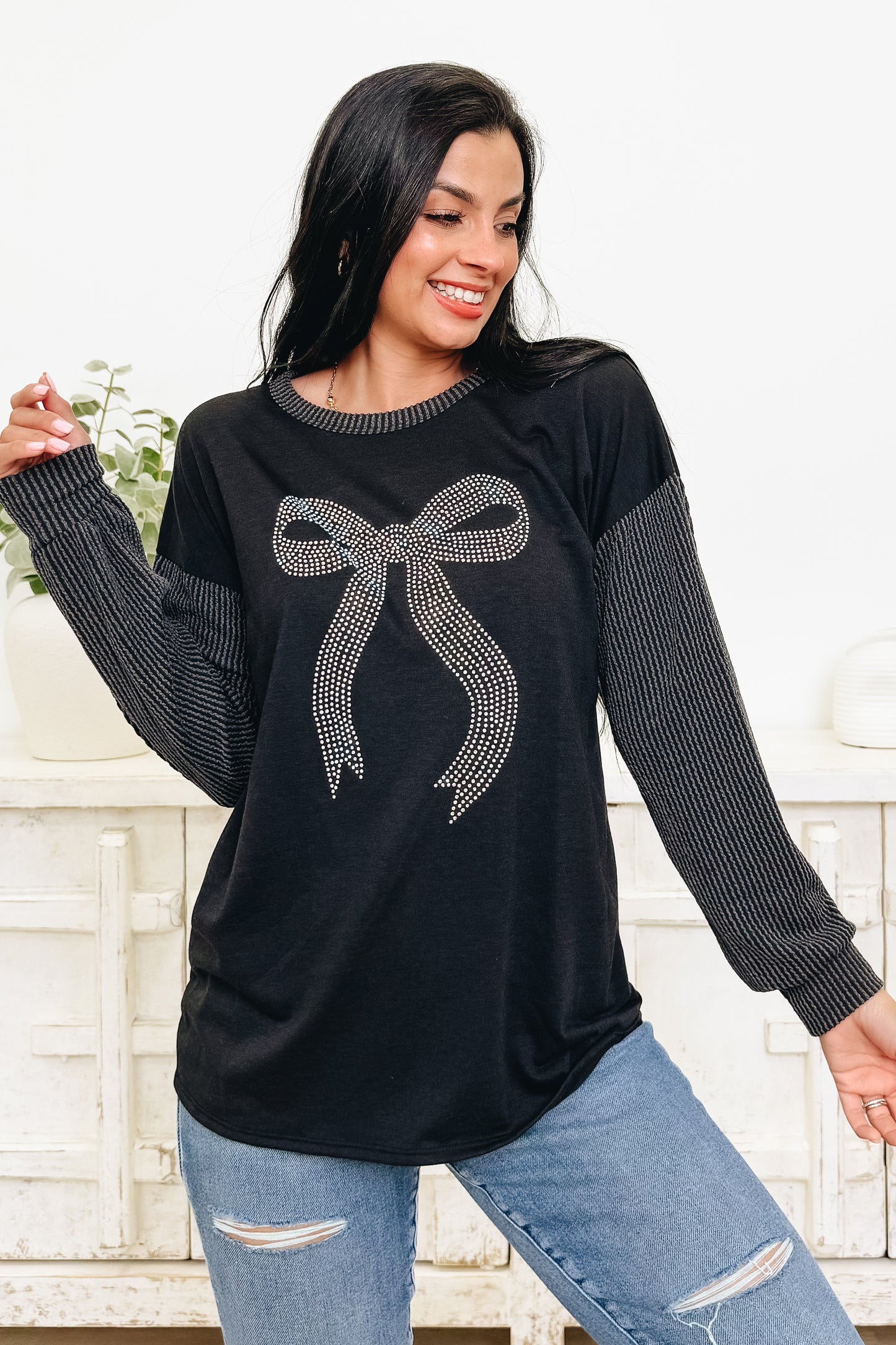 Ribbon Rhinestone Top