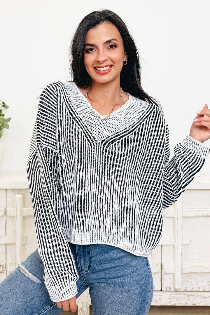 City Stripes Sweater Top - 2 Colors!
