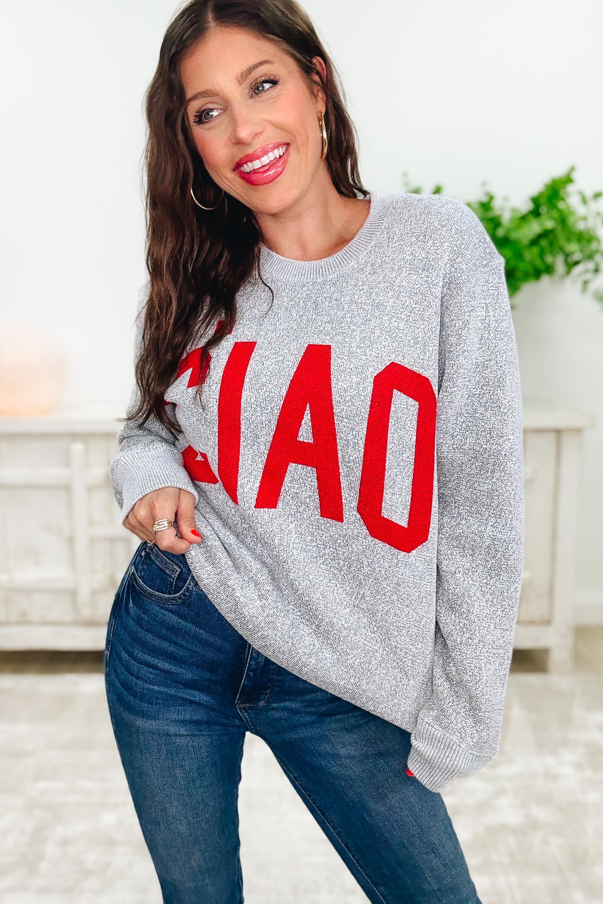 Ciao Bella Graphic Sweatshirt - Light Grey