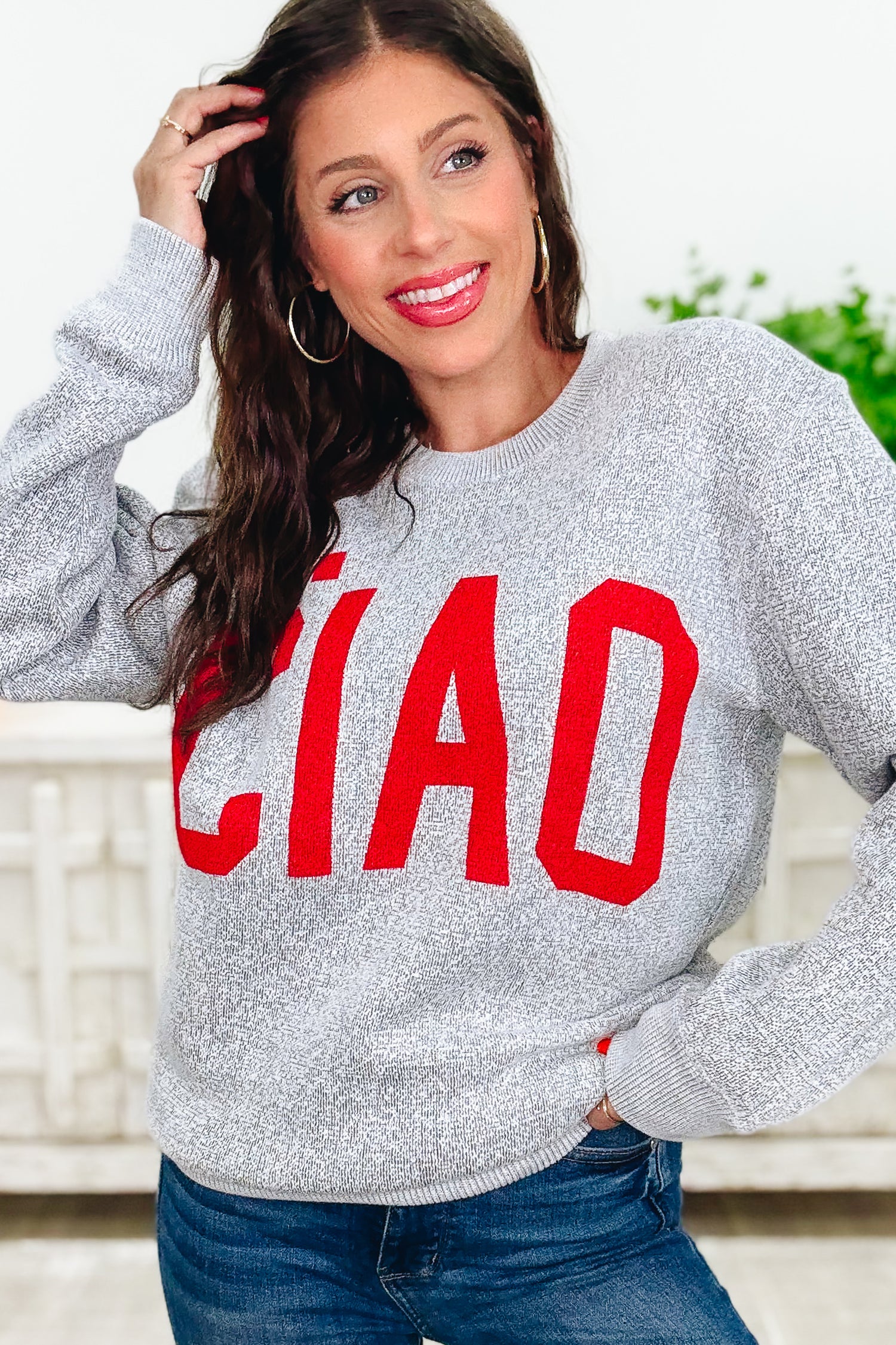 Ciao Bella Graphic Sweatshirt - Light Grey