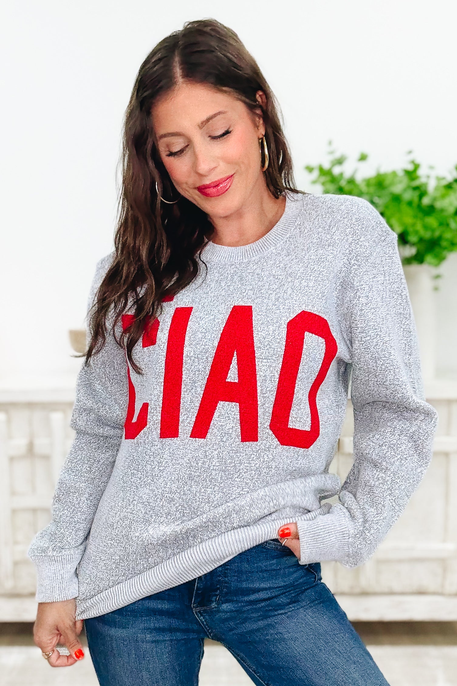 Ciao Bella Graphic Sweatshirt - Light Grey