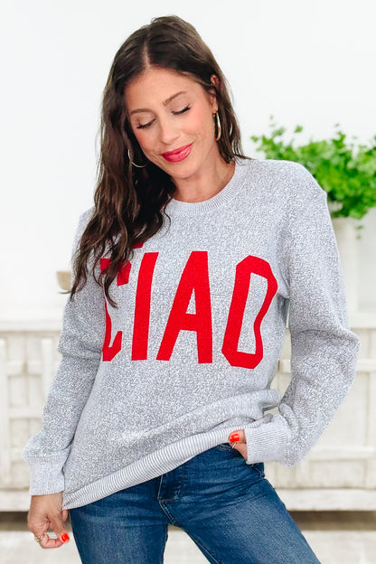 Ciao Bella Graphic Sweatshirt - Light Grey