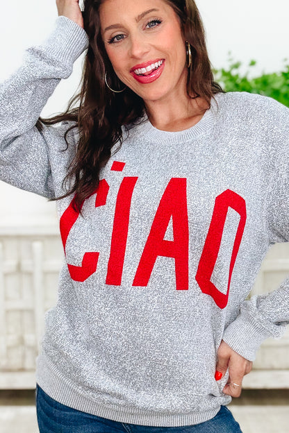 Ciao Bella Graphic Sweatshirt - Light Grey