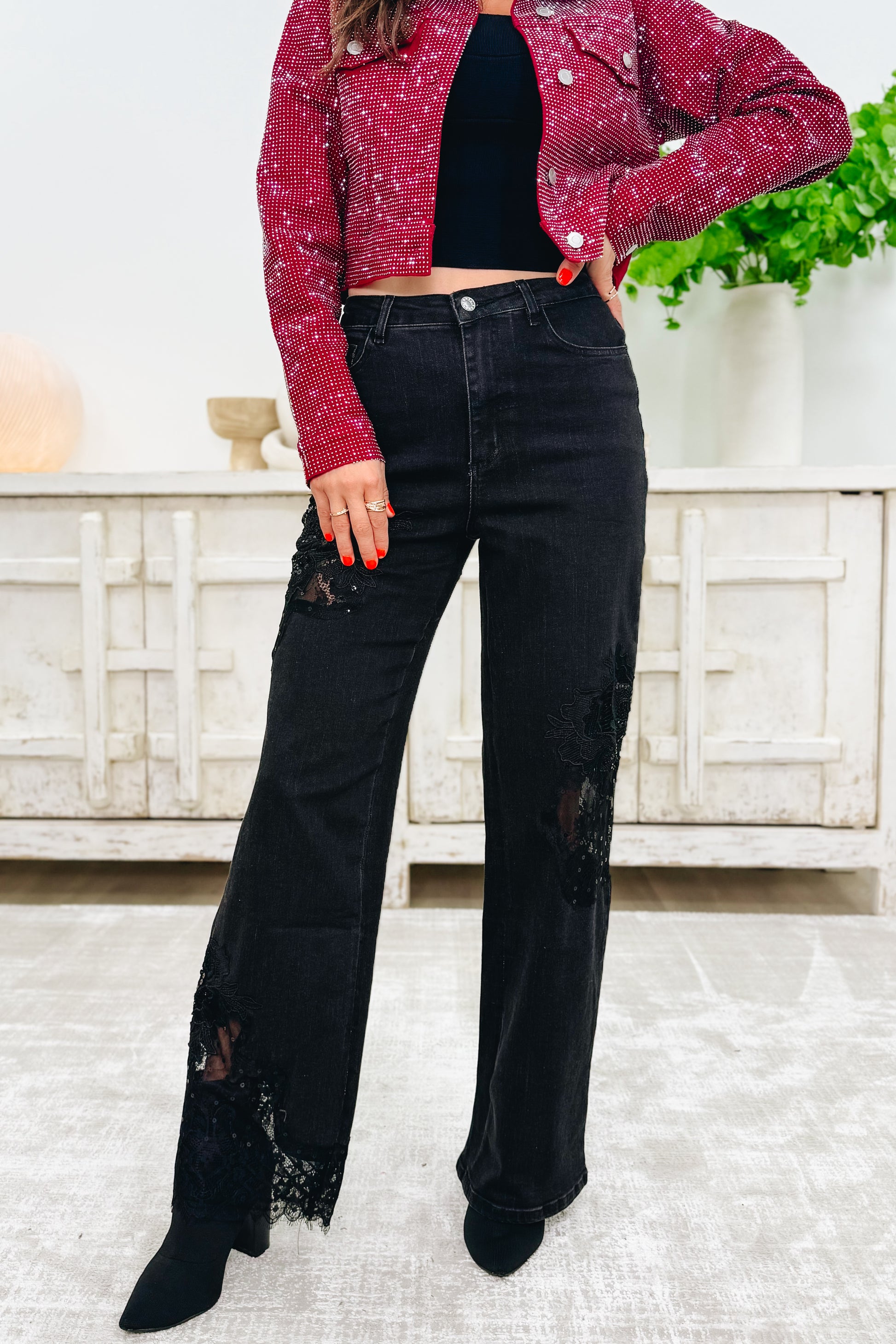 Sweet Piece By BAR Label - Mid Rise Lace Detail Jeans