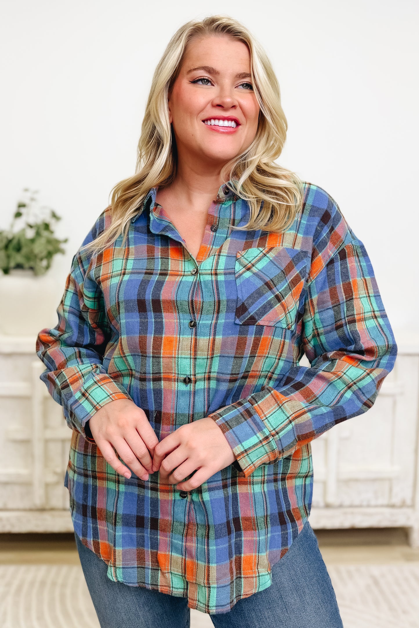 My Life With Plaid Button Down Top - 2 Colors!