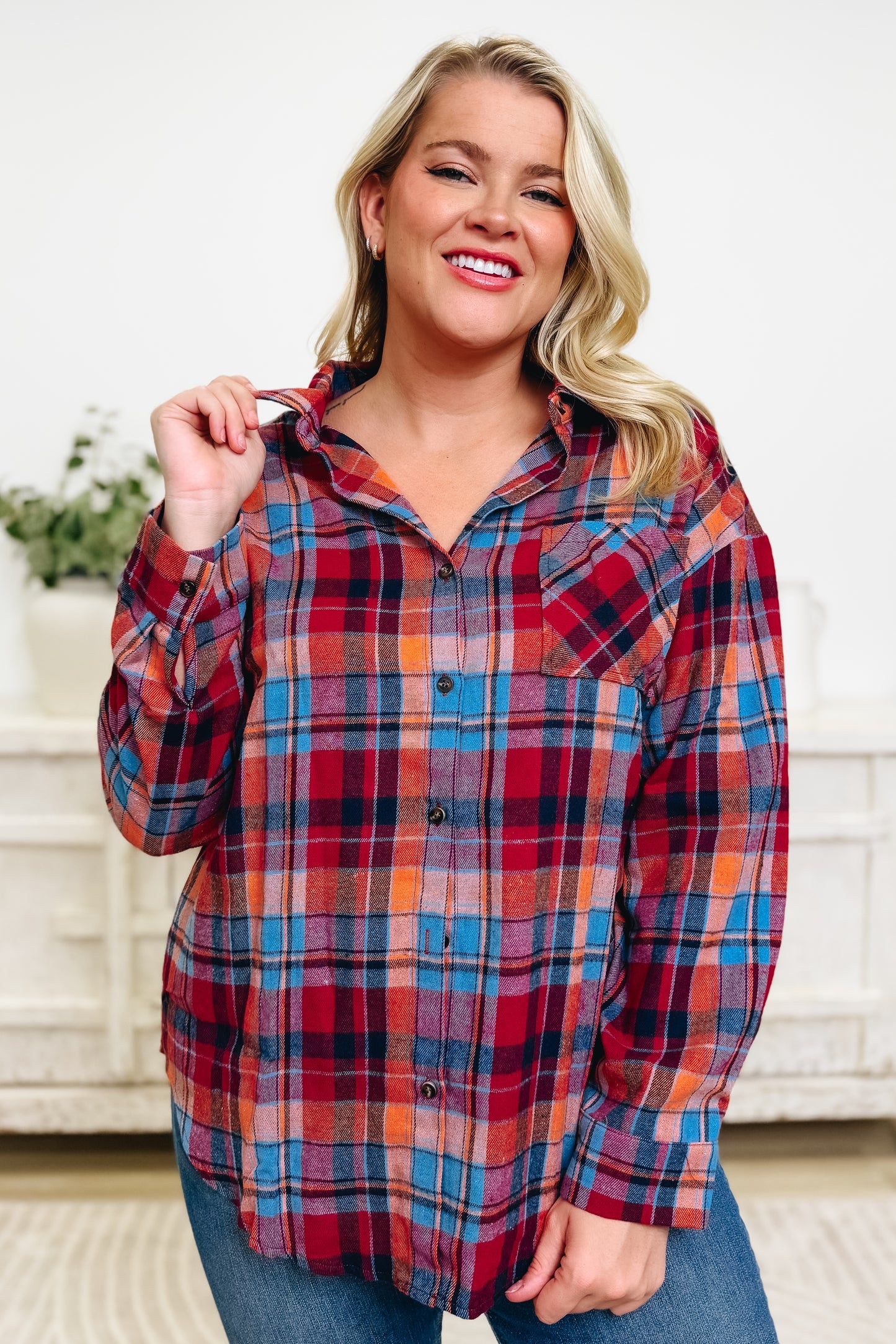 My Life With Plaid Button Down Top - 2 Colors!