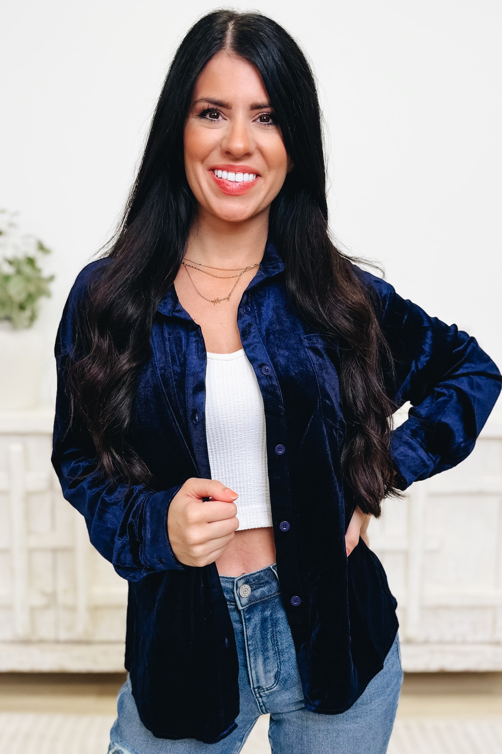 The Holly Velvet Button Down Top - 4 Colors!