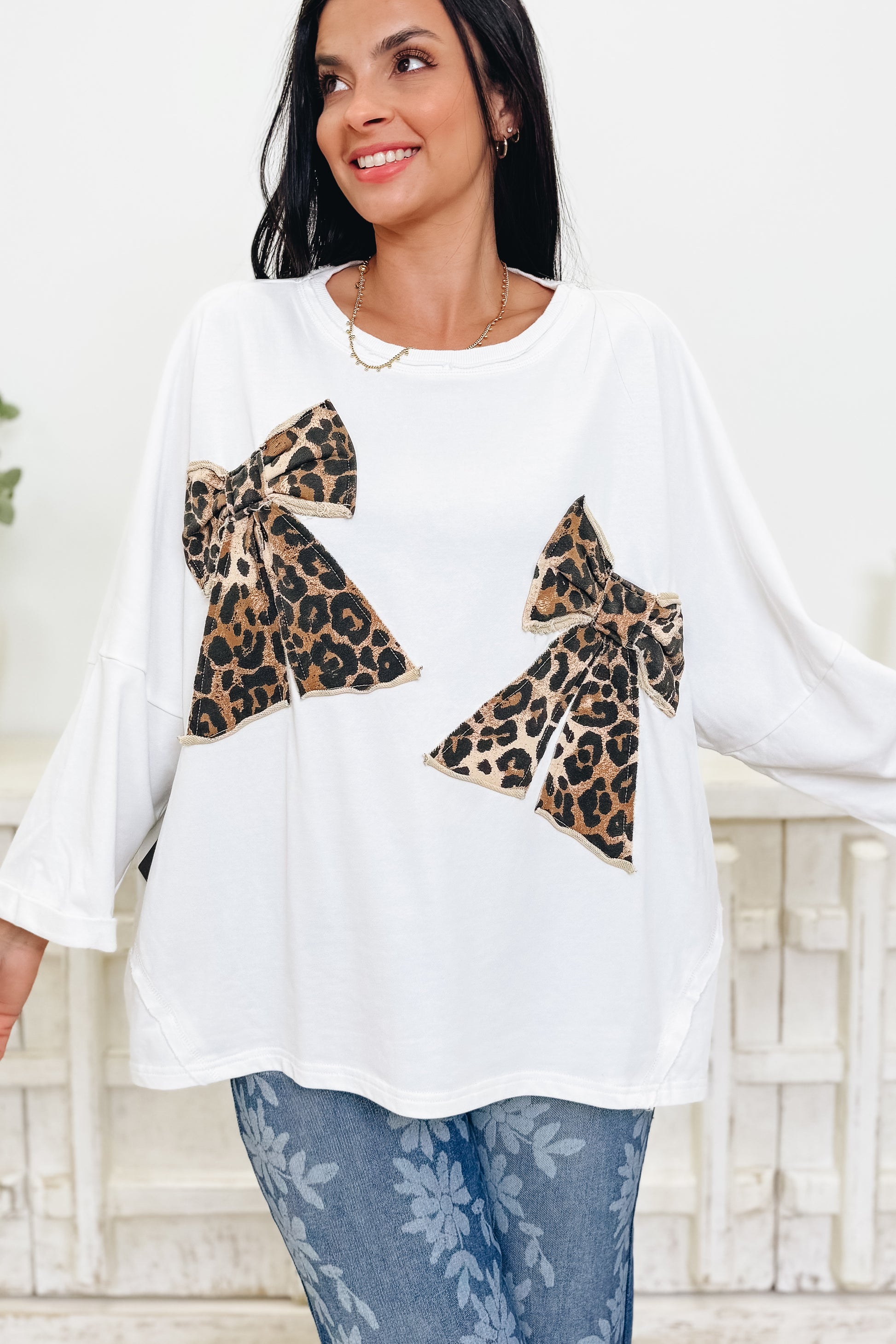 Leopard Ribbon Bow Top