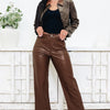 The Slick Stride Faux Leather Pants - Brown