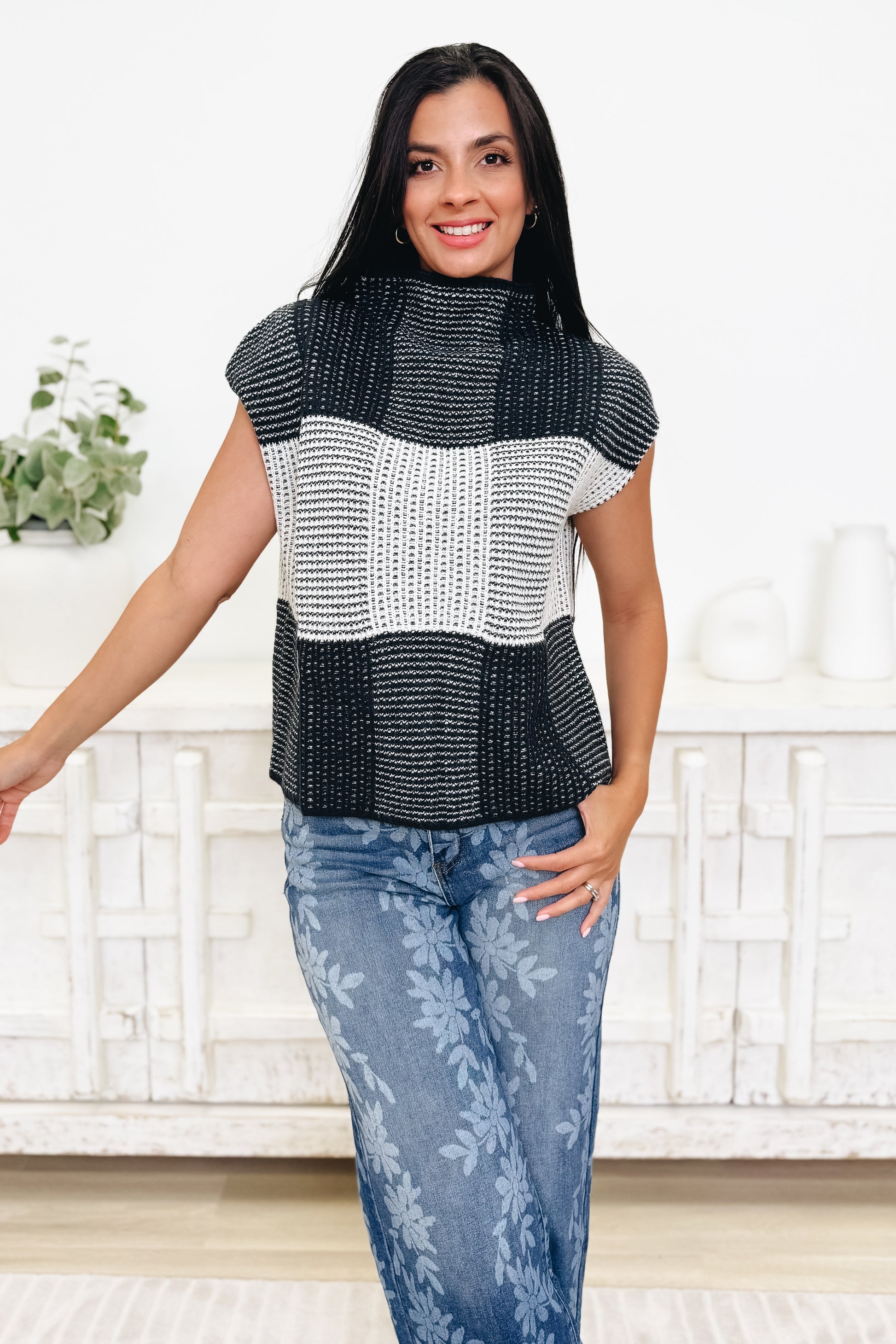The Classic Check Wide Shoulder Top