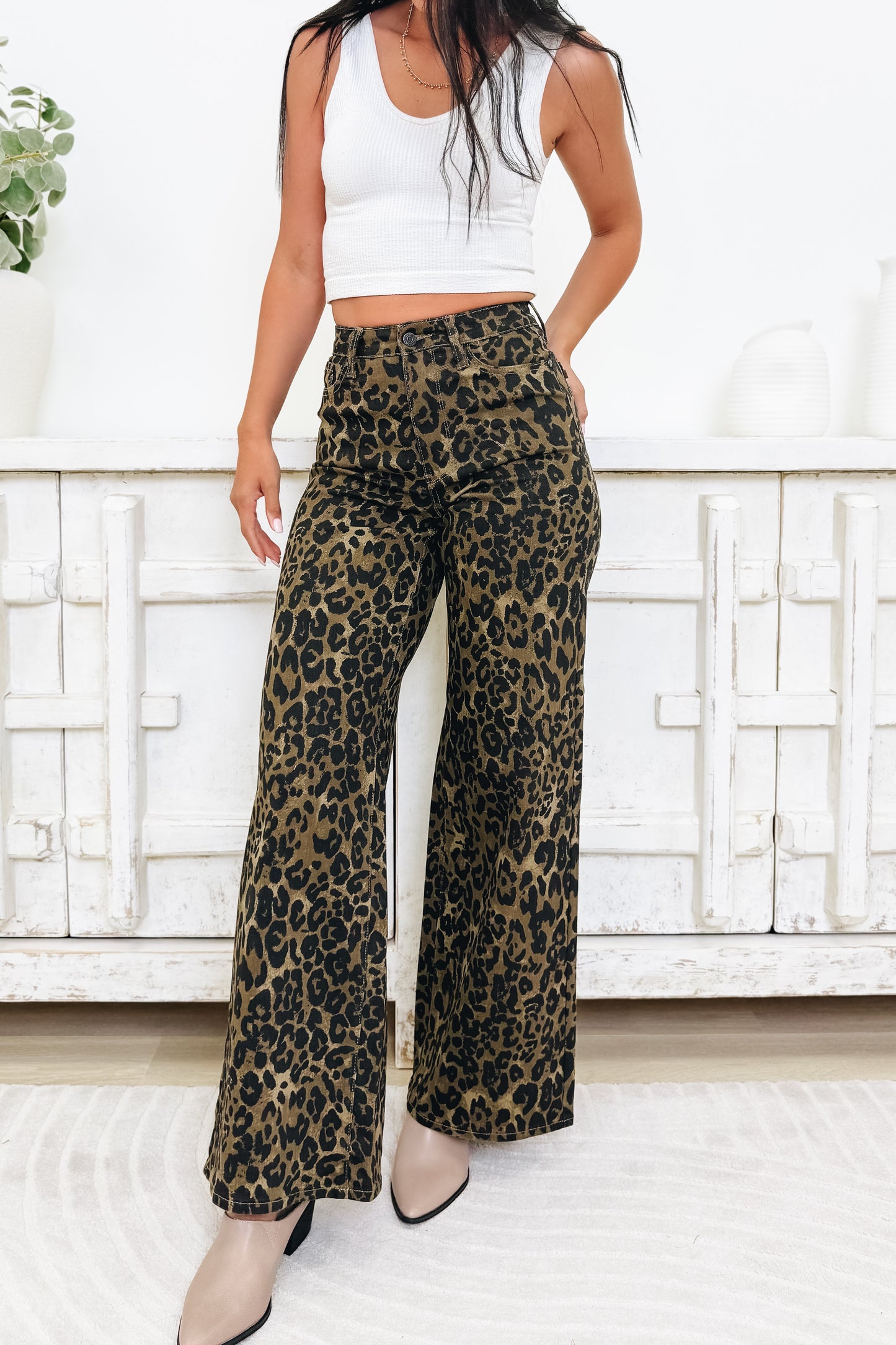 Wild Adventure By Judy Blue - Wide Leg Leopard Jeans