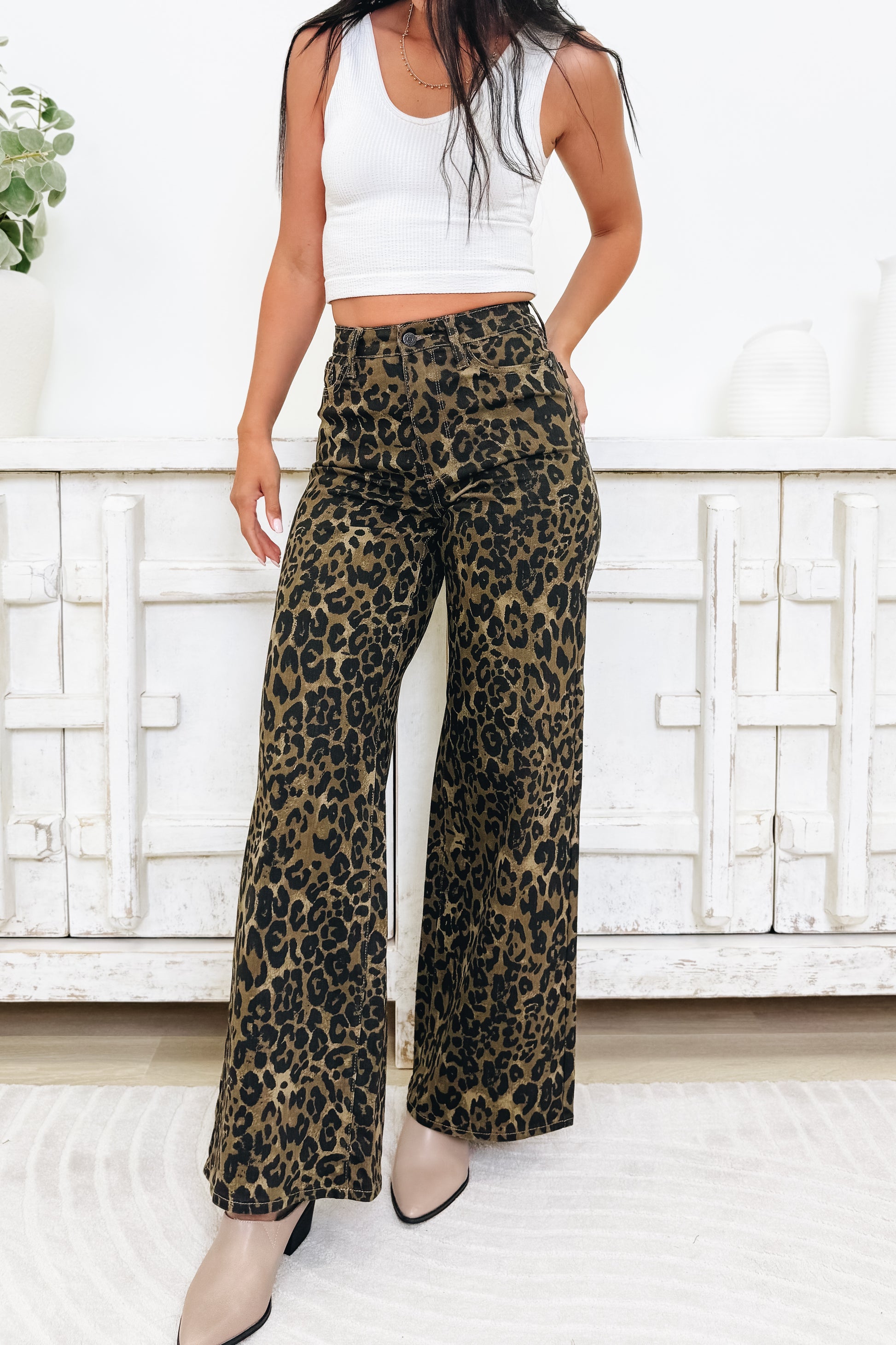 Wild Adventure By Judy Blue - Wide Leg Leopard Jeans