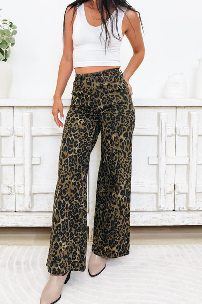 Wild Adventure By Judy Blue - Wide Leg Leopard Jeans