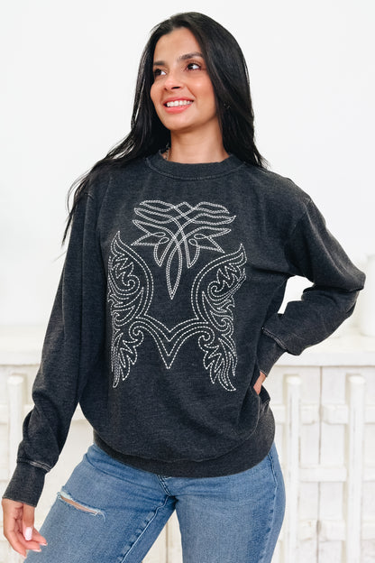 Country Western Embroidered Sweatshirt - 2 Colors!