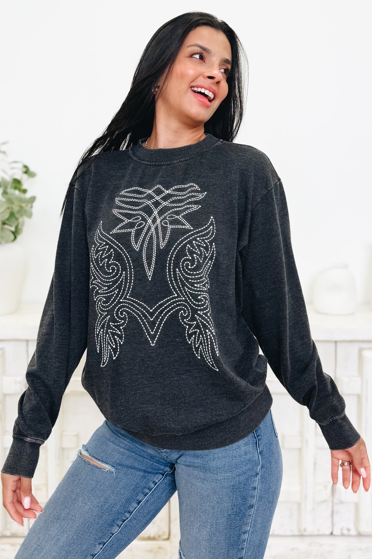 Country Western Embroidered Sweatshirt - 2 Colors!