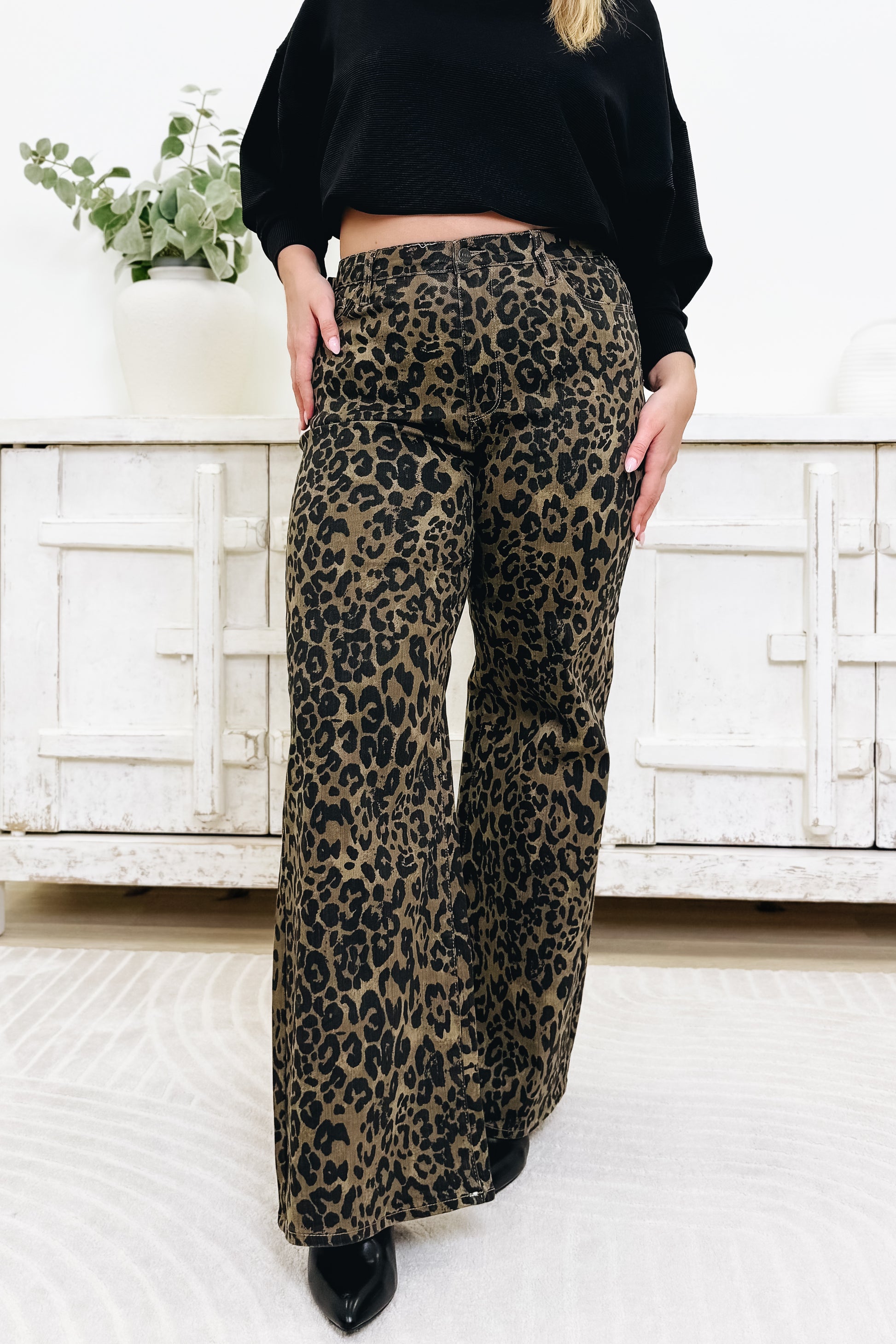 Wild Adventure By Judy Blue - Wide Leg Leopard Jeans