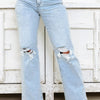 Slick Statement By Lovervet - High Rise Distressed Wide Leg Jeans