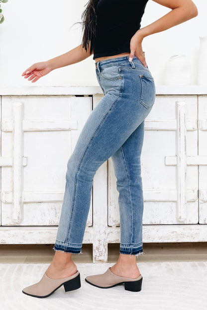 Becky By Judy Blue - Mid Rise Rigid Magic Release Hem Boyfriend Jeans *JB
