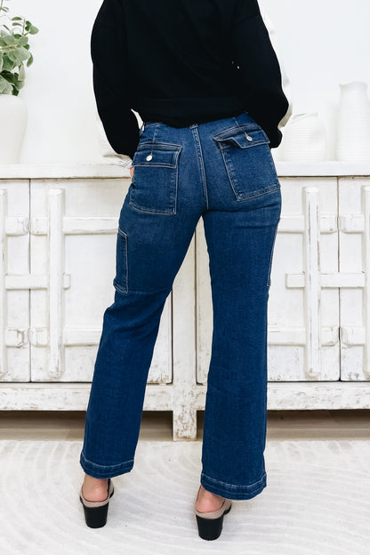 Judy Blue Heidi High Rise Cargo Wide Leg Jeans