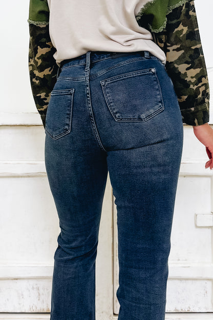 Button Up Buttercup By Judy Blue - High Rise Button Fly Hem Destroy Straight Jeans