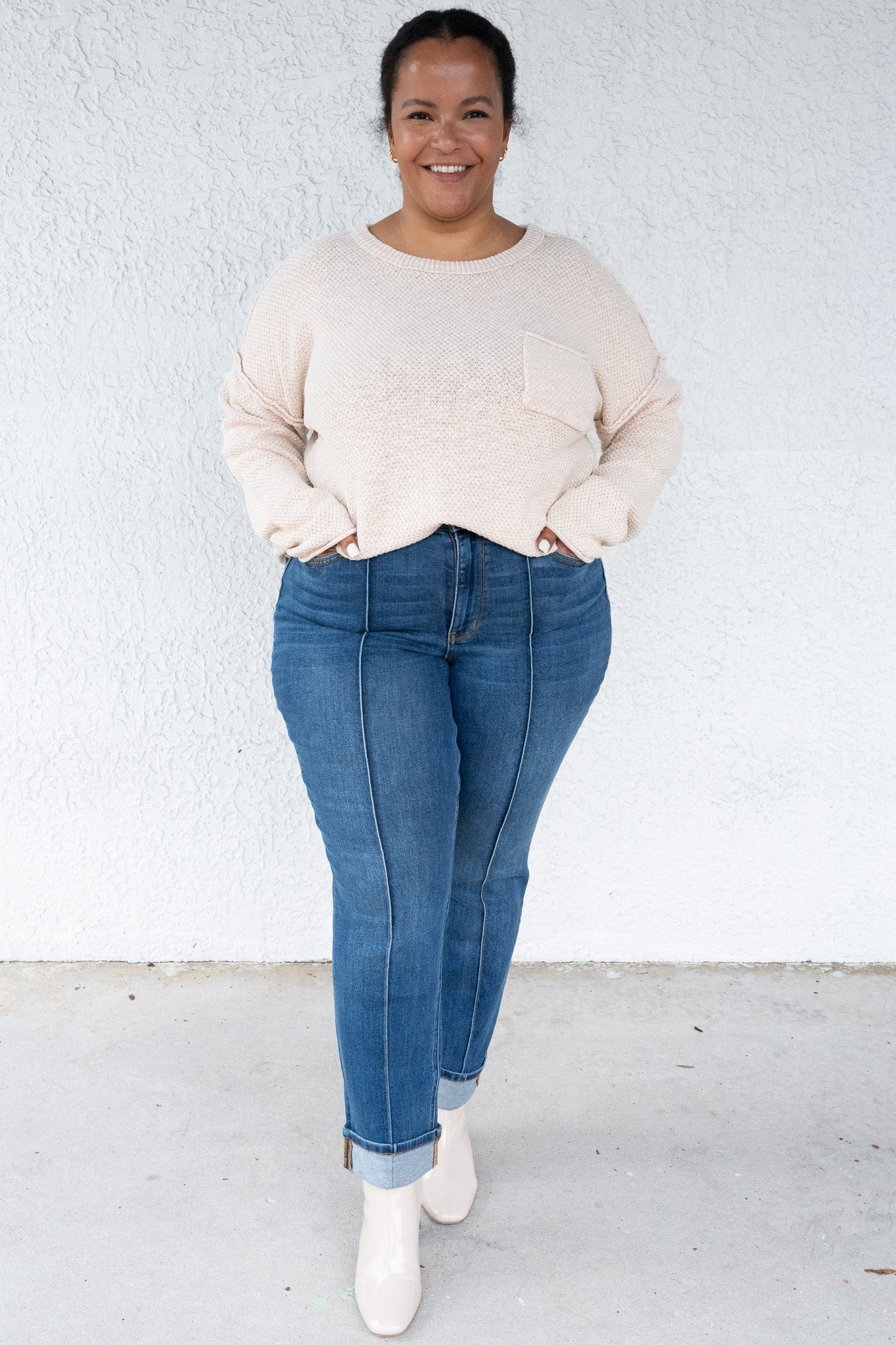 Judy Blue Sweet Cheeks High Rise Cuffed Straight Jeans