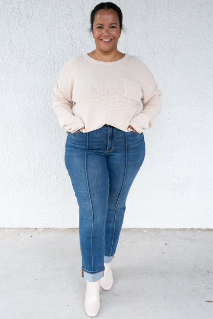Judy Blue Sweet Cheeks High Rise Cuffed Straight Jeans