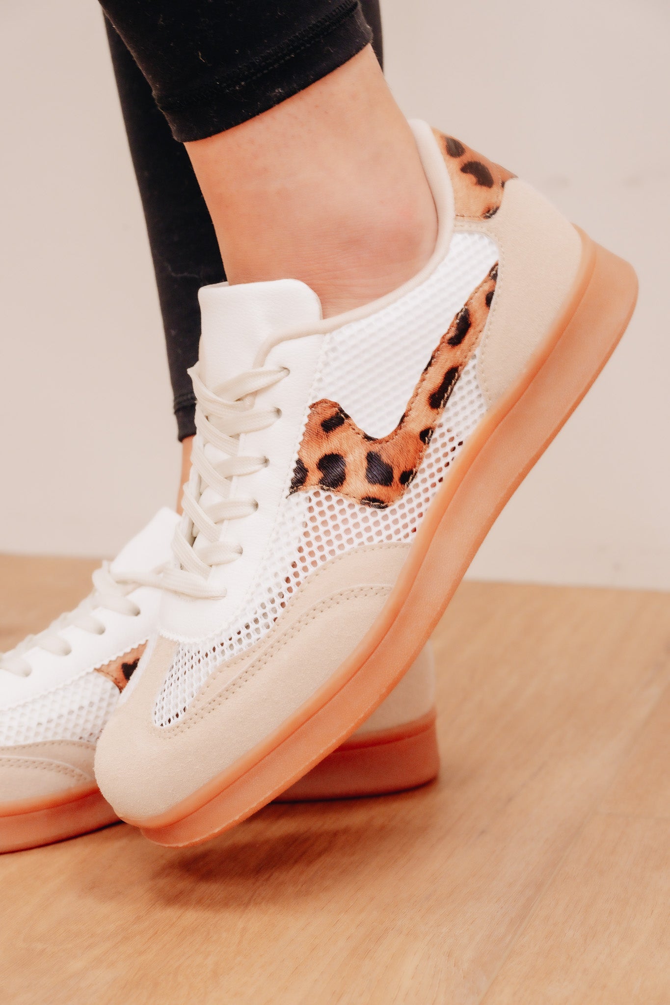 Wayne Lace Up Mesh Up Sneakers - Leopard