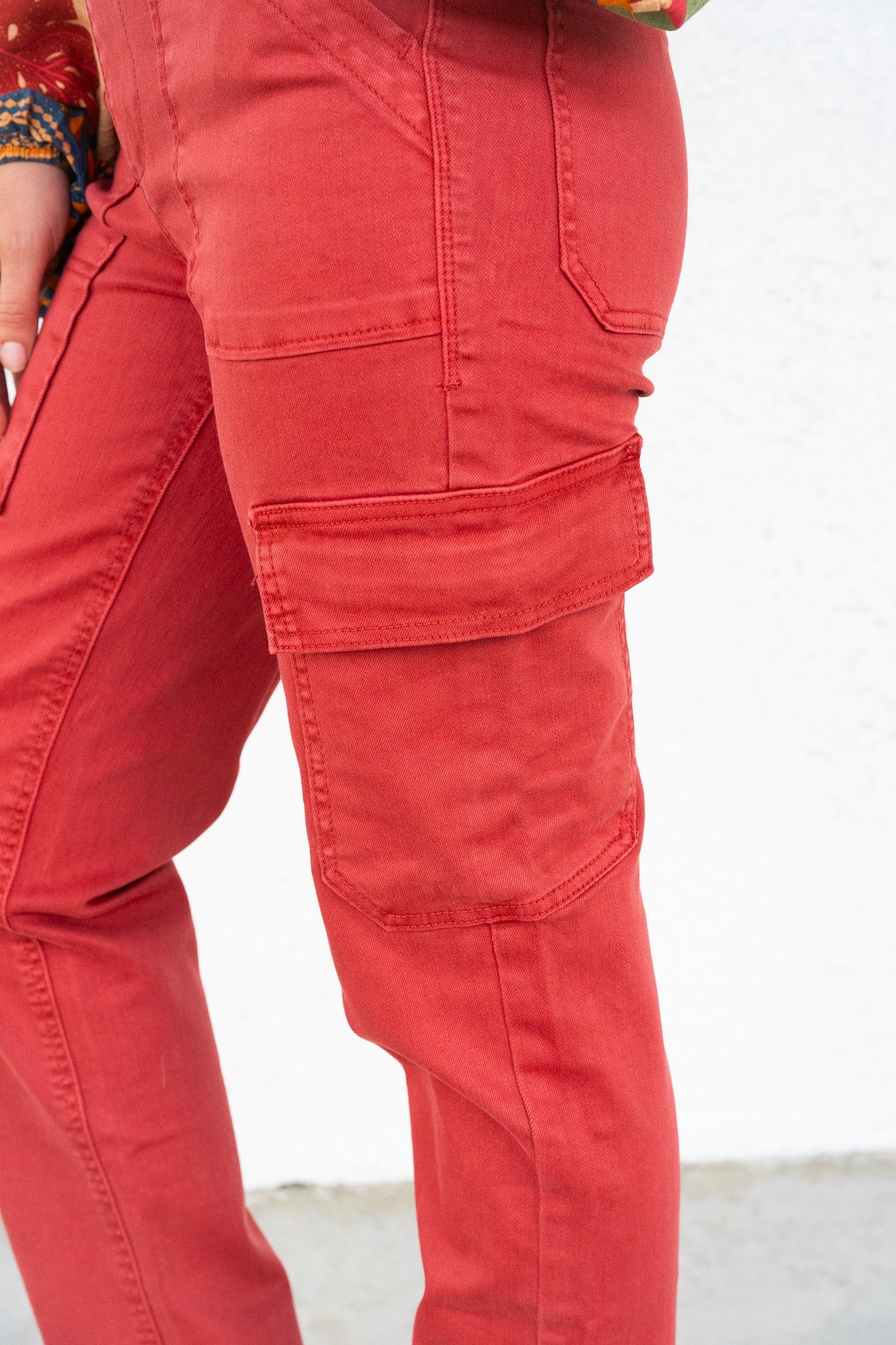 Risen Angelina Cargo Boyfriend Jeans - Brick