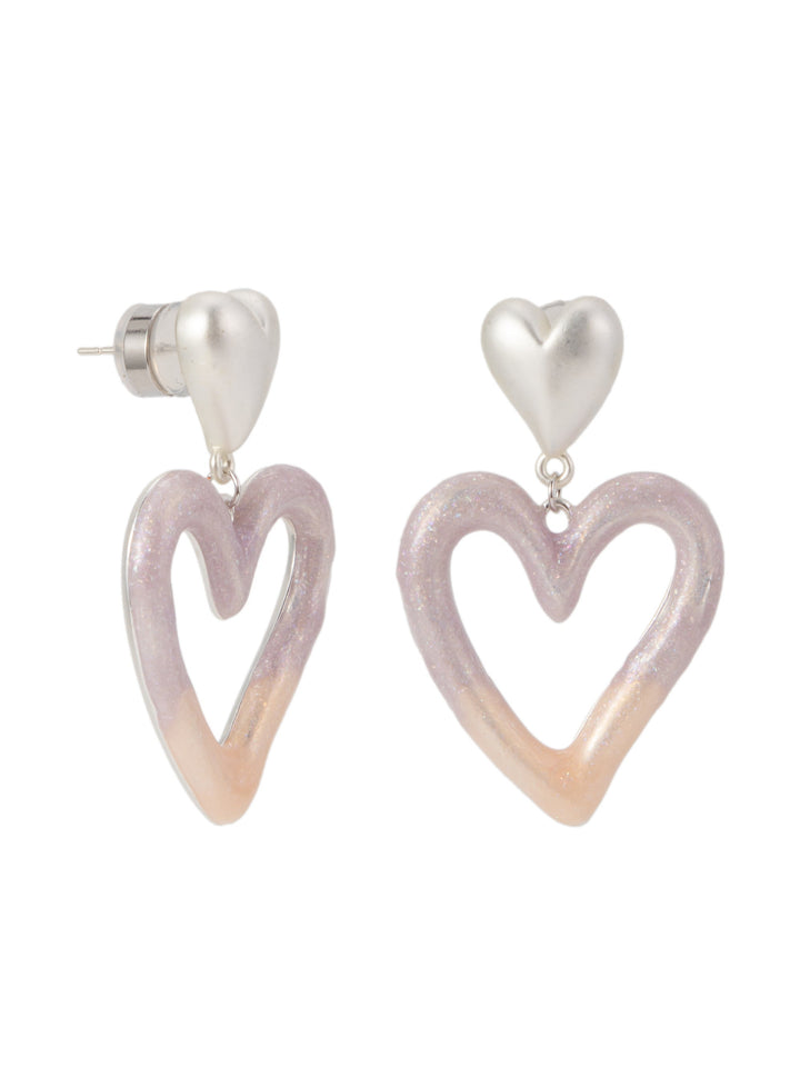 Hearts Desire Earrings - Liquid Metallic Pearl White Pink