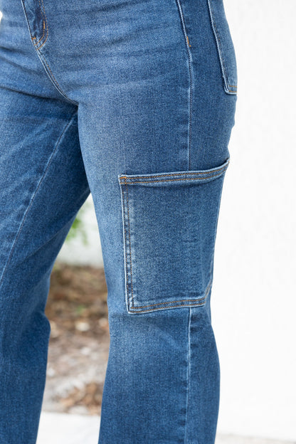 Judy Blue Heidi High Rise Cargo Wide Leg Jeans