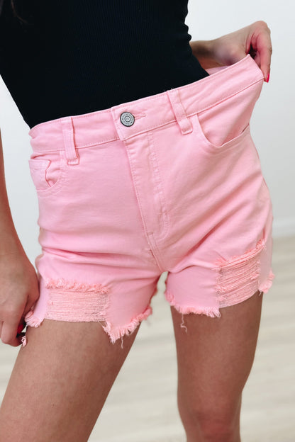 Heatwave By White Birch - Mid Rise Distressed Shorts - 4 Colors!